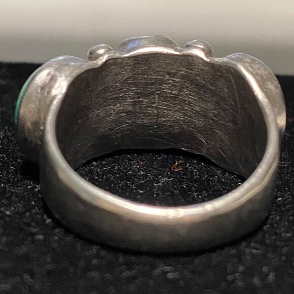 Ring Green Turquoise Size 6.5 Possibly Native Pawn Unmarked Vintage Jewelry Ster - Picture 5 of 8